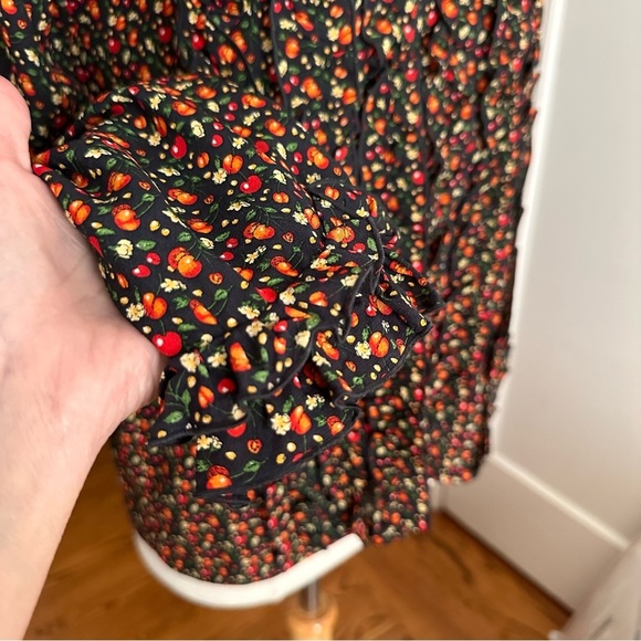 A.P.C. Lillian Ruffle Silk Cherry Print Blouse Cottagecore Vintage Inspired 8 - Picture 13 of 16